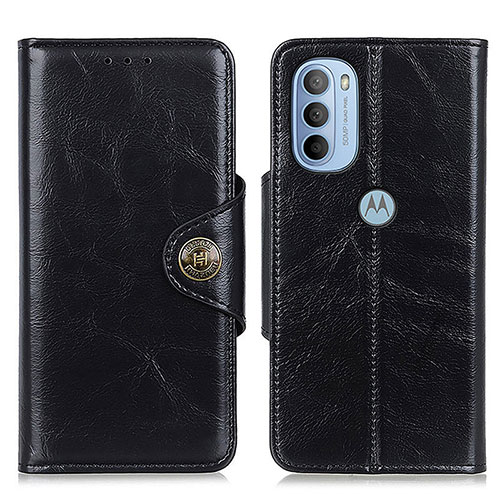 Leather Case Stands Flip Cover Holder M12L for Motorola Moto G31 Black