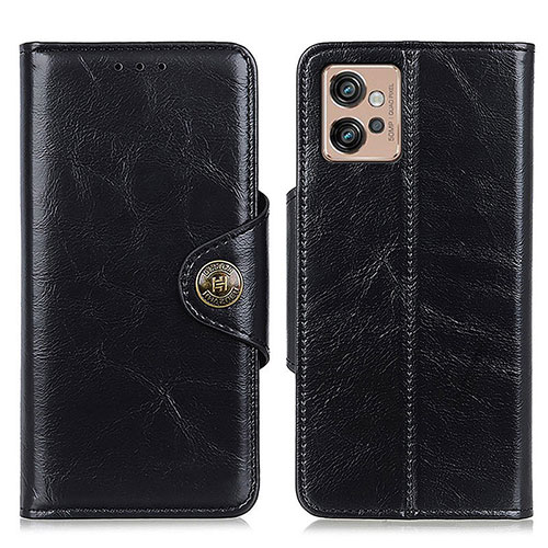Leather Case Stands Flip Cover Holder M12L for Motorola Moto G32 Black