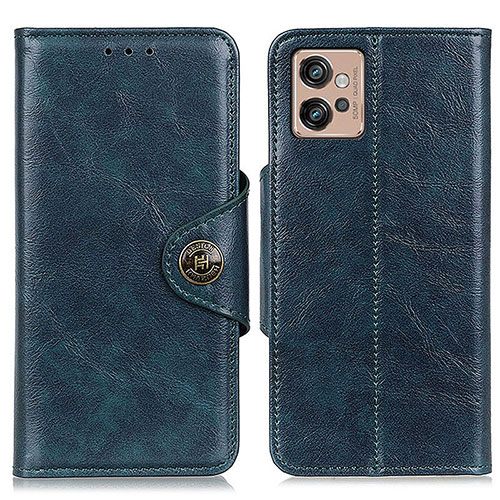 Leather Case Stands Flip Cover Holder M12L for Motorola Moto G32 Blue