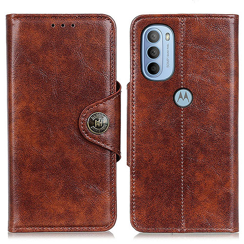 Leather Case Stands Flip Cover Holder M12L for Motorola Moto G41 Brown