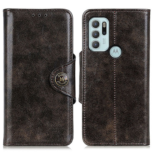 Leather Case Stands Flip Cover Holder M12L for Motorola Moto G60s Bronze