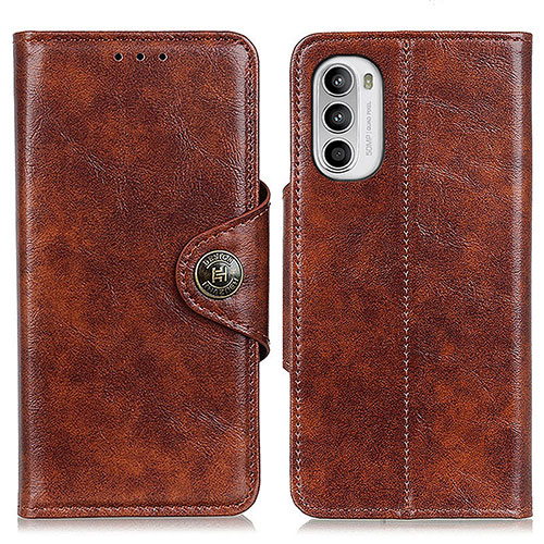 Leather Case Stands Flip Cover Holder M12L for Motorola Moto G82 5G Brown