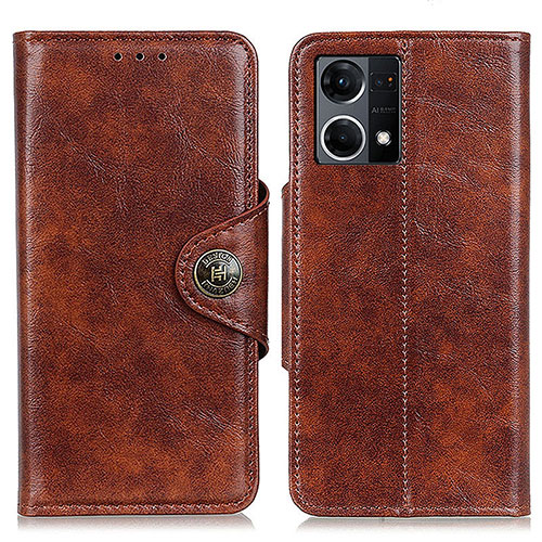 Leather Case Stands Flip Cover Holder M12L for Oppo F21s Pro 4G Brown