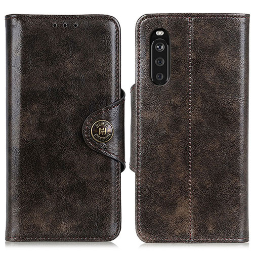 Leather Case Stands Flip Cover Holder M12L for Sony Xperia 10 III Bronze