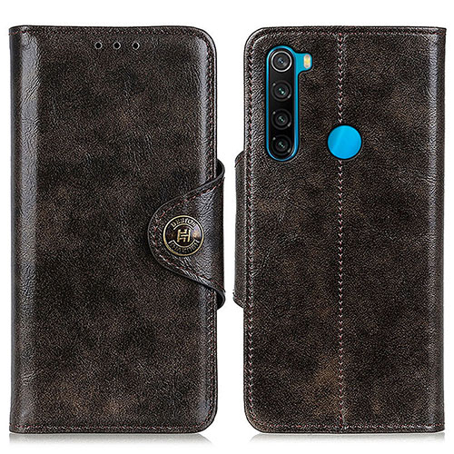 Leather Case Stands Flip Cover Holder M12L for Xiaomi Redmi Note 8 (2021) Bronze