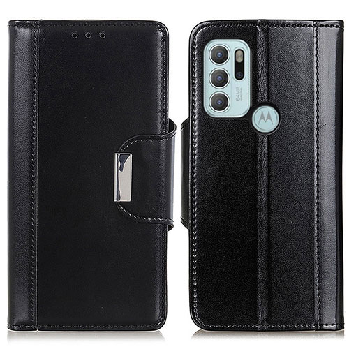 Leather Case Stands Flip Cover Holder M13L for Motorola Moto G60s Black