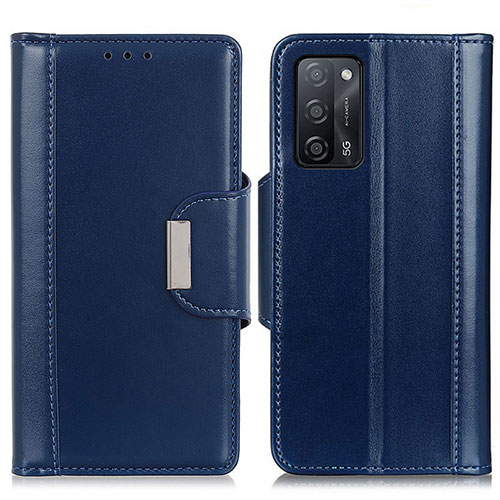 Leather Case Stands Flip Cover Holder M13L for Oppo A53s 5G Blue