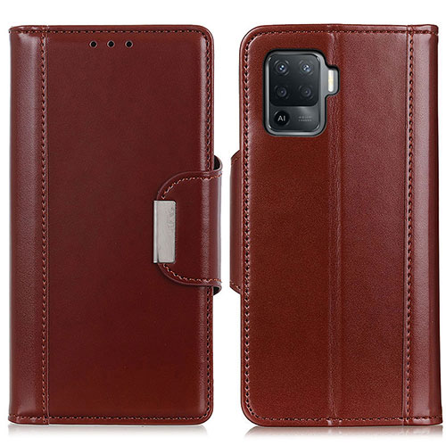 Leather Case Stands Flip Cover Holder M13L for Oppo A94 4G Brown