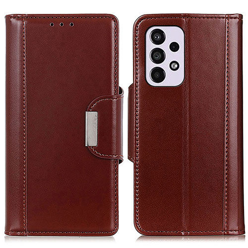 Leather Case Stands Flip Cover Holder M13L for Samsung Galaxy A33 5G Brown