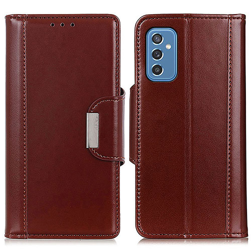 Leather Case Stands Flip Cover Holder M13L for Samsung Galaxy M52 5G Brown