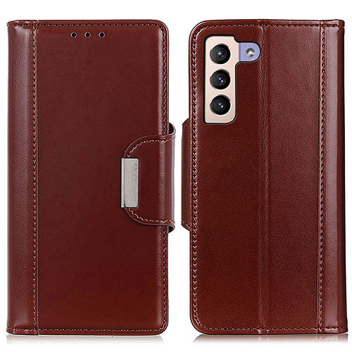 Leather Case Stands Flip Cover Holder M13L for Samsung Galaxy S21 FE 5G Brown