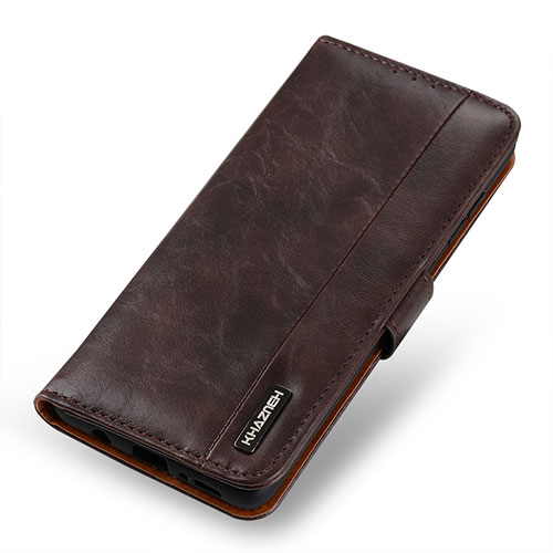 Leather Case Stands Flip Cover Holder M13L for Xiaomi Poco M5S Brown