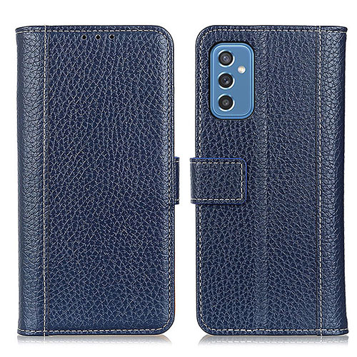 Leather Case Stands Flip Cover Holder M14L for Samsung Galaxy M52 5G Blue