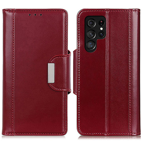 Leather Case Stands Flip Cover Holder M14L for Samsung Galaxy S24 Ultra 5G Red