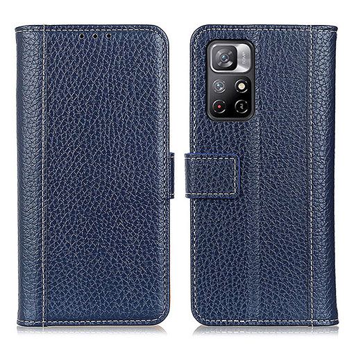 Leather Case Stands Flip Cover Holder M14L for Xiaomi Redmi Note 11S 5G Blue