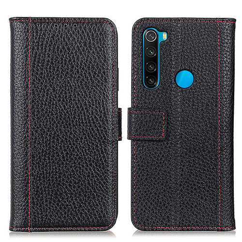 Leather Case Stands Flip Cover Holder M14L for Xiaomi Redmi Note 8 (2021) Black
