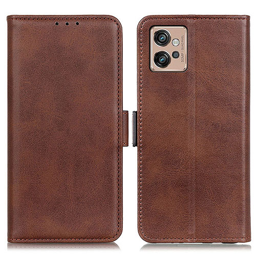 Leather Case Stands Flip Cover Holder M15L for Motorola Moto G32 Brown