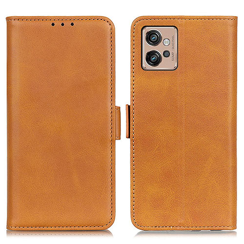 Leather Case Stands Flip Cover Holder M15L for Motorola Moto G32 Light Brown