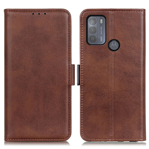 Leather Case Stands Flip Cover Holder M15L for Motorola Moto G50 Brown