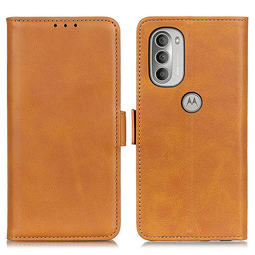 Leather Case Stands Flip Cover Holder M15L for Motorola Moto G51 5G Light Brown