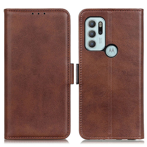 Leather Case Stands Flip Cover Holder M15L for Motorola Moto G60s Brown