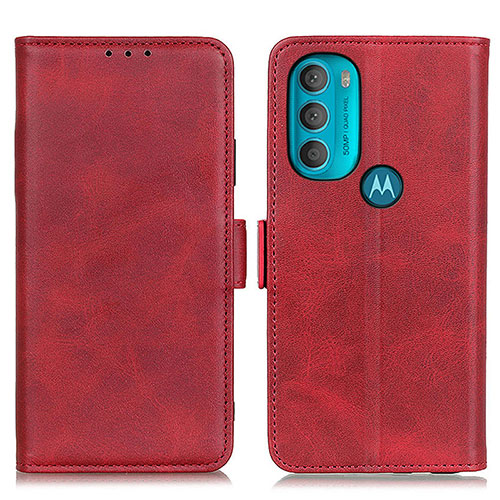 Leather Case Stands Flip Cover Holder M15L for Motorola Moto G71 5G Red