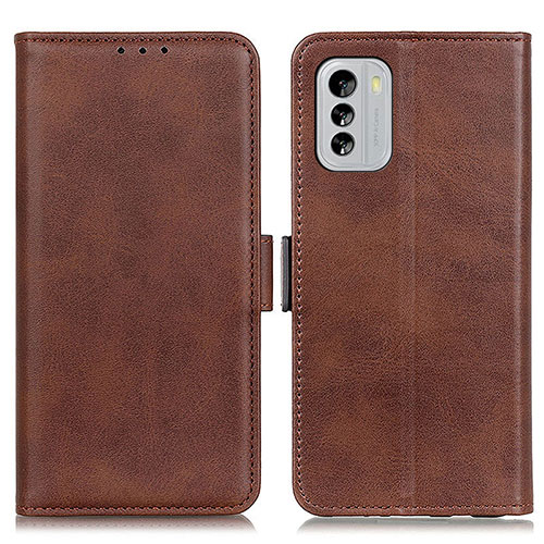 Leather Case Stands Flip Cover Holder M15L for Nokia G60 5G Brown