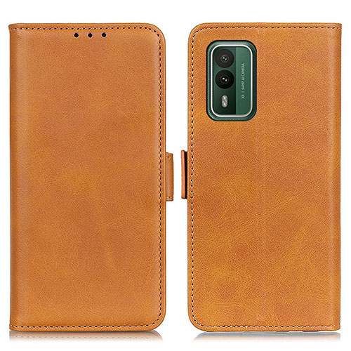 Leather Case Stands Flip Cover Holder M15L for Nokia XR21 Light Brown
