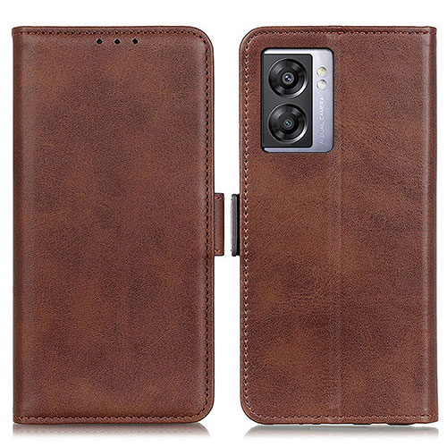 Leather Case Stands Flip Cover Holder M15L for Oppo A77 5G Brown