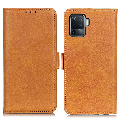 Leather Case Stands Flip Cover Holder M15L for Oppo A94 4G Light Brown