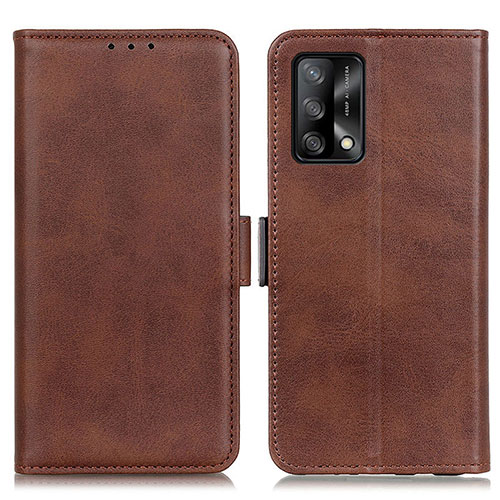 Leather Case Stands Flip Cover Holder M15L for Oppo A95 4G Brown