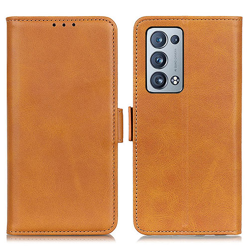Leather Case Stands Flip Cover Holder M15L for Oppo Reno6 Pro+ Plus 5G Light Brown