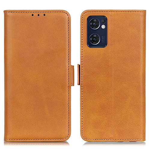 Leather Case Stands Flip Cover Holder M15L for Oppo Reno7 5G Light Brown