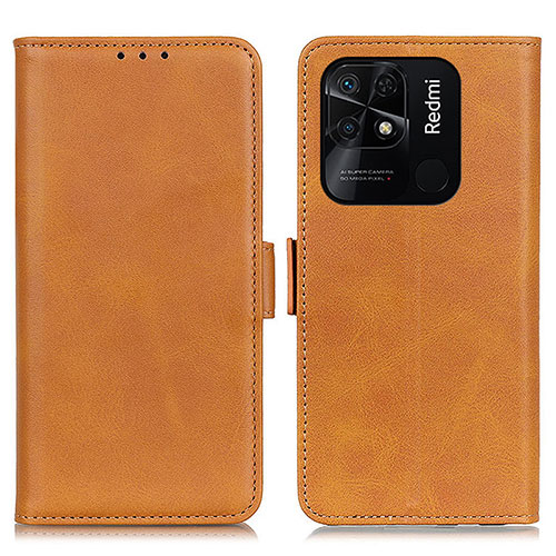 Leather Case Stands Flip Cover Holder M15L for Xiaomi Redmi 10 Power Light Brown