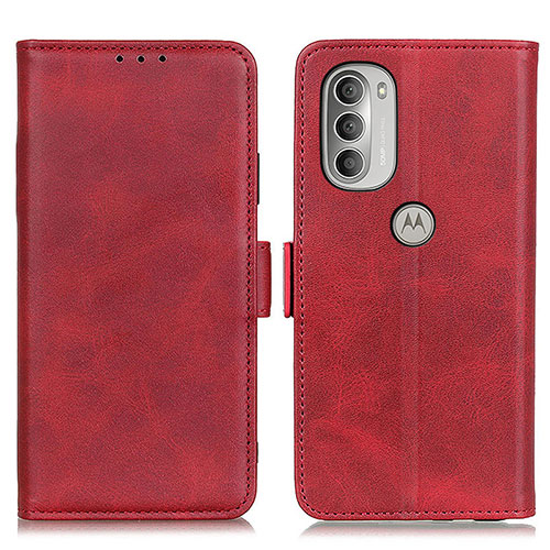 Leather Case Stands Flip Cover Holder M16L for Motorola Moto G51 5G Red