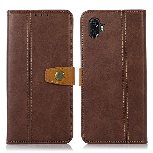Leather Case Stands Flip Cover Holder M16L for Samsung Galaxy Xcover Pro 2 5G Brown