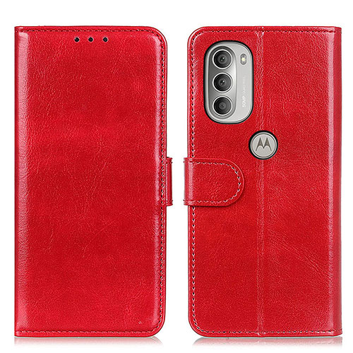 Leather Case Stands Flip Cover Holder M17L for Motorola Moto G51 5G Red