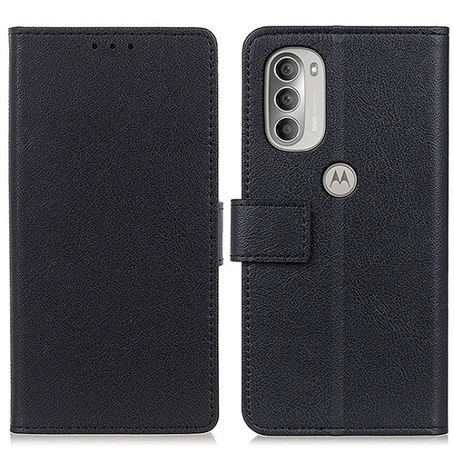 Leather Case Stands Flip Cover Holder M18L for Motorola Moto G51 5G Black