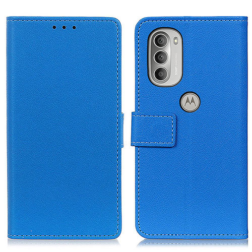 Leather Case Stands Flip Cover Holder M18L for Motorola Moto G51 5G Blue