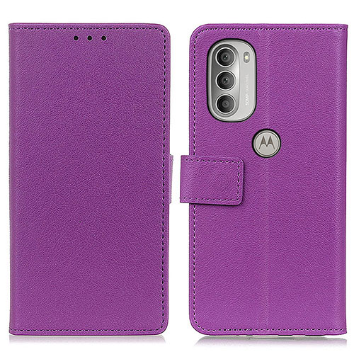 Leather Case Stands Flip Cover Holder M18L for Motorola Moto G51 5G Purple