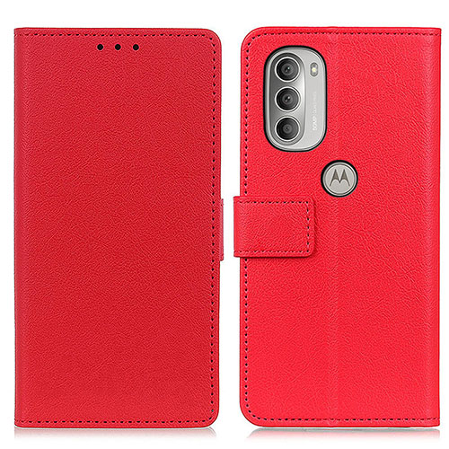 Leather Case Stands Flip Cover Holder M18L for Motorola Moto G51 5G Red