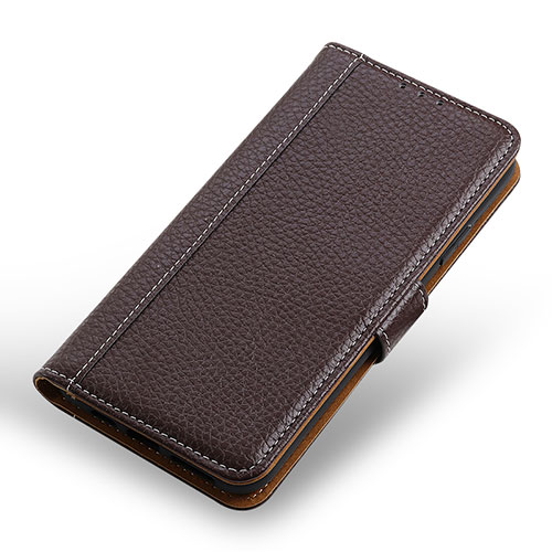 Leather Case Stands Flip Cover Holder M28L for Samsung Galaxy S21 Plus 5G Brown