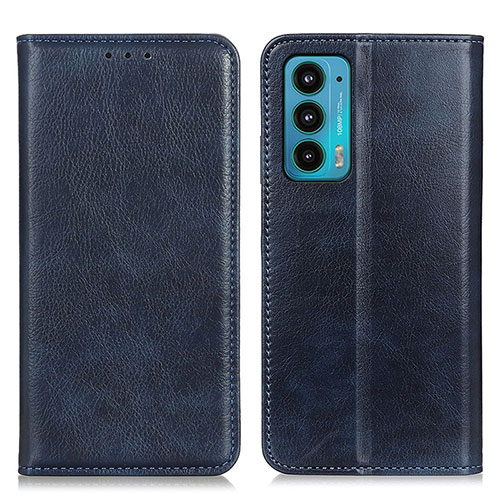 Leather Case Stands Flip Cover Holder N01P for Motorola Moto Edge 20 5G Blue