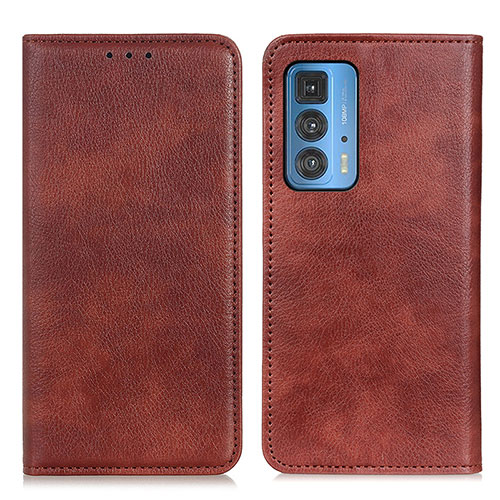 Leather Case Stands Flip Cover Holder N01P for Motorola Moto Edge 20 Pro 5G Brown