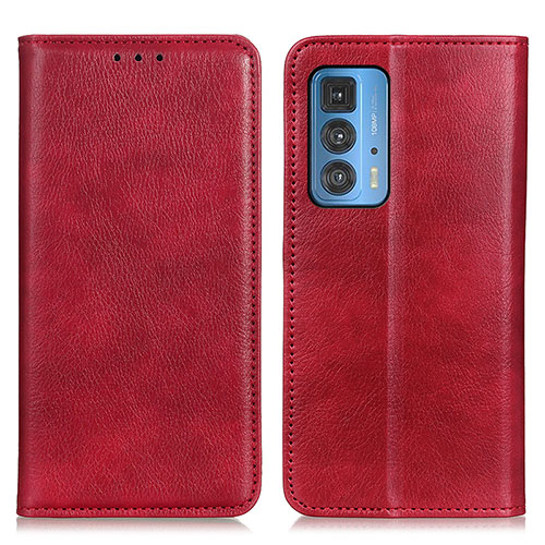 Leather Case Stands Flip Cover Holder N01P for Motorola Moto Edge 20 Pro 5G Red