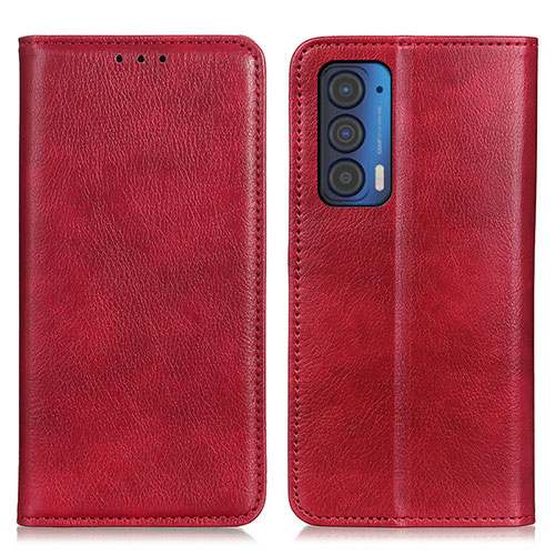 Leather Case Stands Flip Cover Holder N01P for Motorola Moto Edge (2021) 5G Red