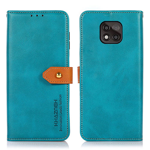 Leather Case Stands Flip Cover Holder N01P for Motorola Moto G Power (2021) Cyan