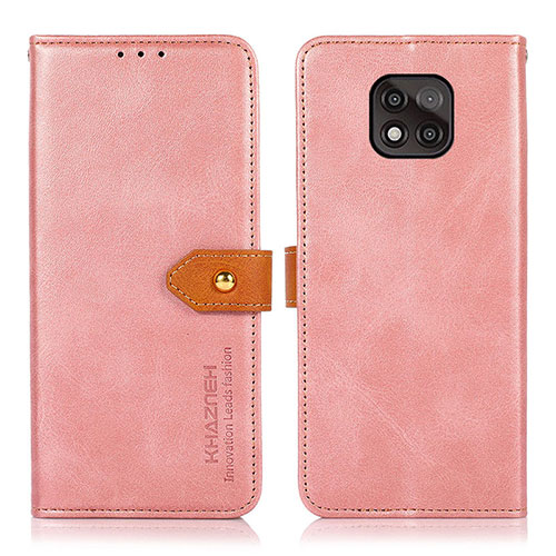 Leather Case Stands Flip Cover Holder N01P for Motorola Moto G Power (2021) Pink
