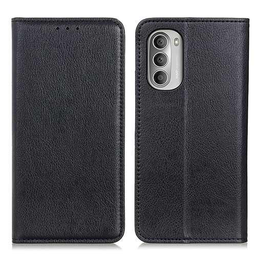 Leather Case Stands Flip Cover Holder N01P for Motorola Moto G Stylus (2022) 5G Black