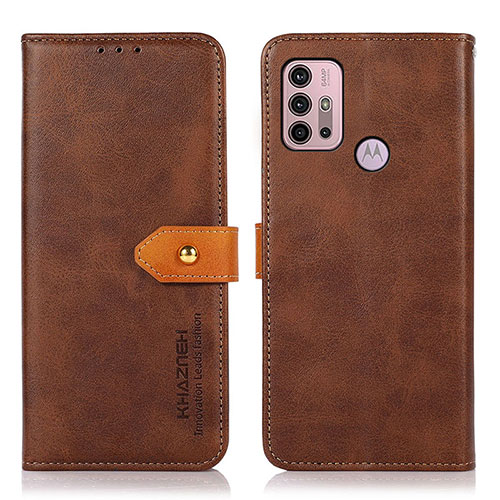 Leather Case Stands Flip Cover Holder N01P for Motorola Moto G10 Brown